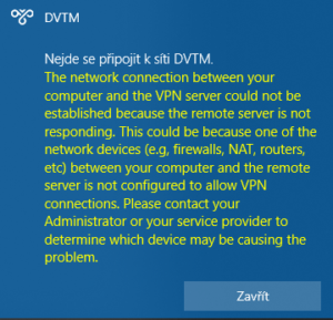Chyba při připojení VPN serveru za NAT